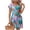 Sky Blue, variant on Black Dresses for Women V Neck Short Sleeve Illusion Mesh Sheer Insert Waist Tie Midi Dress Black XL