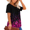 thumbnail image 2 of CHOK Hauts d'Été à Manches Courtes pour Femmes Tunique Décontractée Imprimée Florale Col en V Mignon T-Shirts Fluides Blouse, 2 of 6