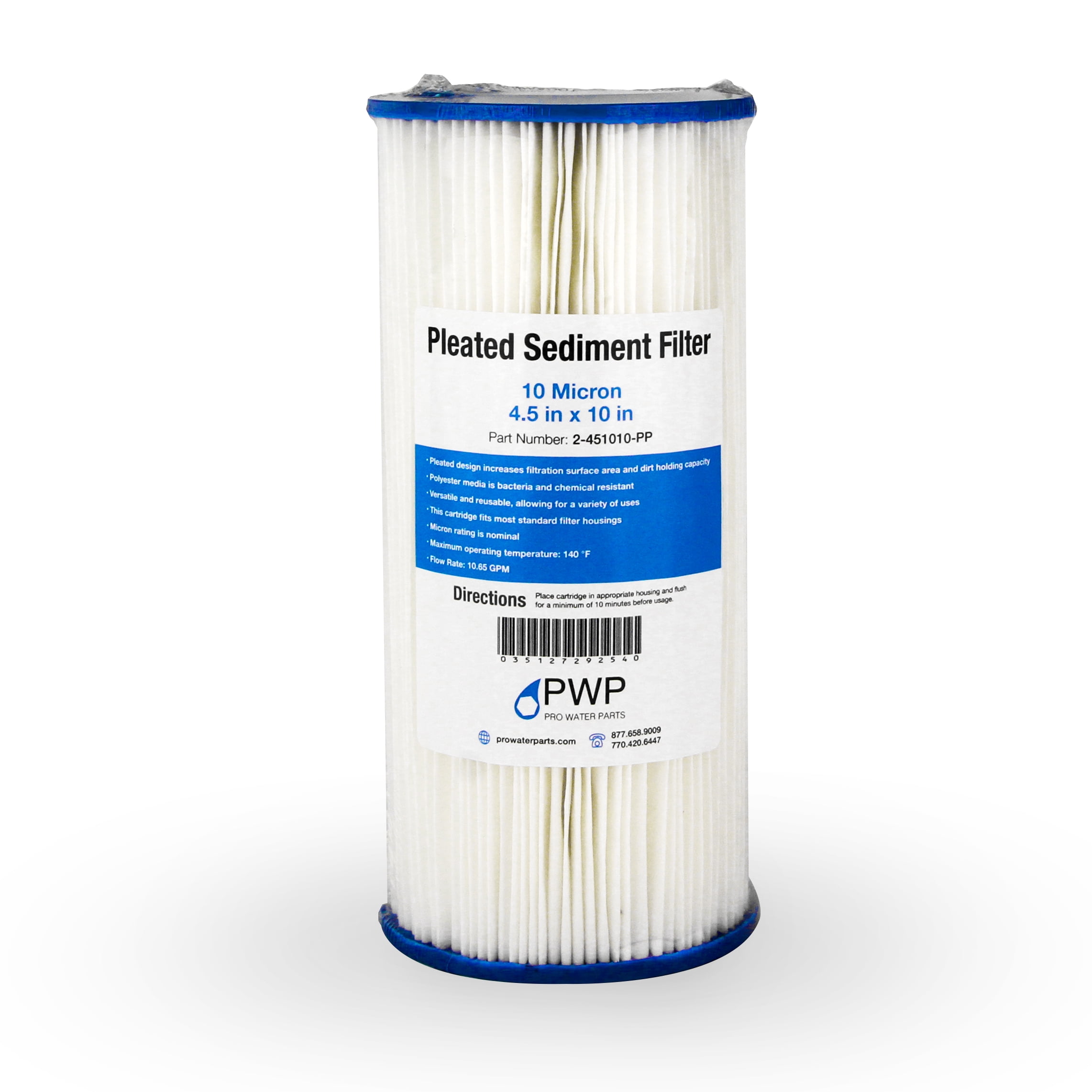 Details about   Pleated Poly Water Filter Cartridge 20x2.5" 10 micron 25 Pack 