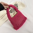 thumbnail image 4 of Bolso de mano para mujer, bolso de mano ahuecado de verano, bolso grande de playa tejido (rosa), 4 of 5