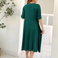 thumbnail image 4 of Ynynloco Women's Short Sleeve Crew Neck Swing Midi Dress Casual Loose T-Shirt Dresses with Pockets, 4 of 7
