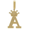 thumbnail image 3 of Yellow Sterling Silver Unisex Round CZ Letter A to Z Charm Crown Initial Pendants - A, 3 of 3