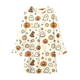thumbnail image 4 of JIAYUE Girl Kids Nightgown Comfortable Lightweight Breathable Halloween Funny Print Long Sleeve Ruffle Round Neck Button Front Loose Fit Cute Pajamas For Party Family Indoor Loungewear, 4 of 5