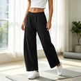 thumbnail image 3 of Oksale Barrel Sweatpants Women Petite Loose Wide Legged Sweatpants with Pockets Active Outdoor Elastic High Waisted Sweat Pants Fall Clothes Black M, 3 of 10