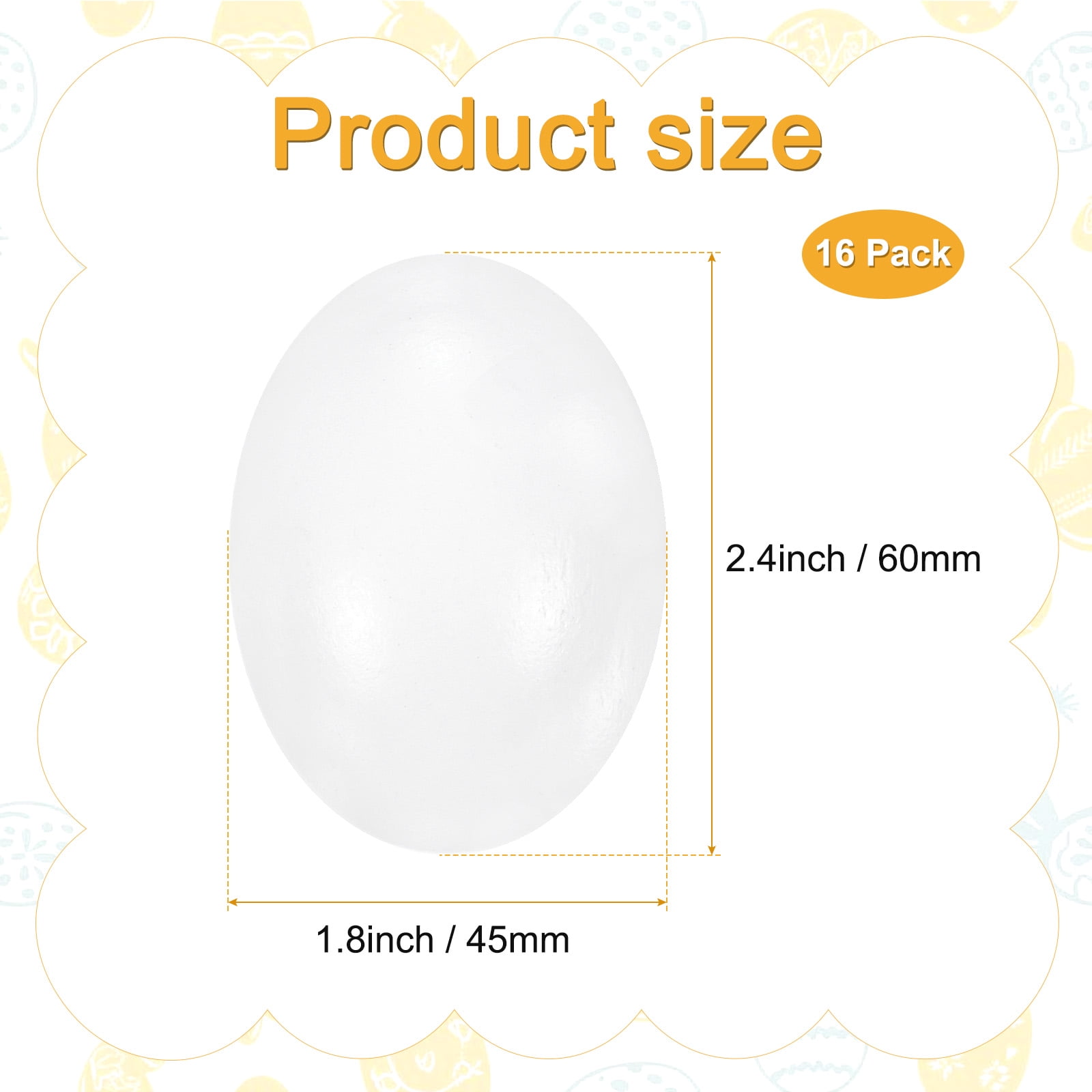 Uxcell 16-Pack Wooden Fake Eggs, 2.4 Inch Quality Wooden Easter Eggs DIY Painting Solid Egg for DIY [White]