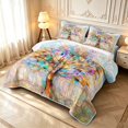 thumbnail image 3 of Homewish Watercolor Nature Tree Twin Quilt Set,Colorful Glass Twin Coverlet Set,Yellow Blue,Colorful Stars Reversible,2-Piece, 3 of 7