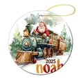 thumbnail image 3 of Ornament Santa in Train Double-Sided Printed 3" Ceramic Christmas Ornament Custom Diesel Train Xmas Tree Decoration Merry Xmas for Family & Friends, 3 of 5