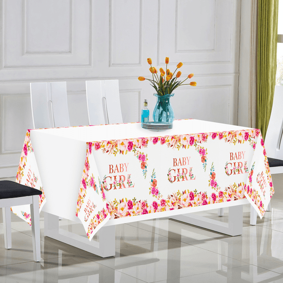 GROBRO7 Rose Gold Flower Tablecover Set – 4-Pack Rectangle Waterproof Tablecloth, 108 x 180cm, for Wedding, Birthday, and Flower Theme Party Decorations