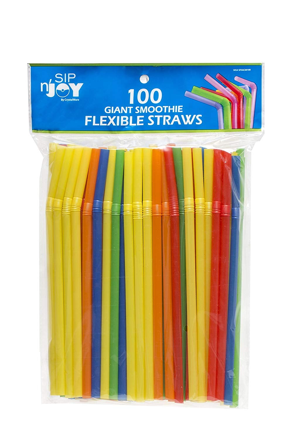 Flexible Unwrapped Smoothie Straws, 100ct, 7.75in