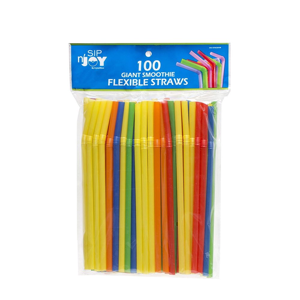 Flexible Unwrapped Smoothie Straws, 100ct, 7.75in