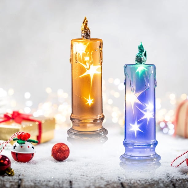 Ofertas Relámpago, Luz de vela electrónica con simulación de luz de estrellas para dormitorio, luz decorativa romántica para mesita de noche Akmoler