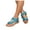 Blue, variant on Womens Sandals Boho Flower Lace Flats Dressy Flip Flops for Women 2025 Wedge Low Heel Singback Summer Shoes