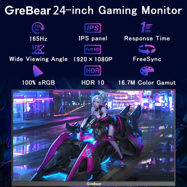 Gaming Monitor 24 Inch 165Hz FHD 1080P IPS Screen 1ms(GTG) Home