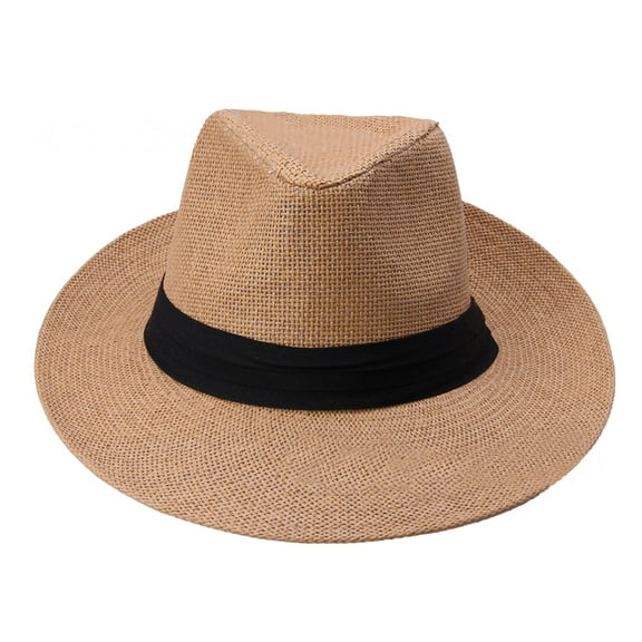 Classic British Style Wide Brim Straw Sun Hat for Men and Women Neutral Fashion Unisex Jazz Hat Summer Beach Casual