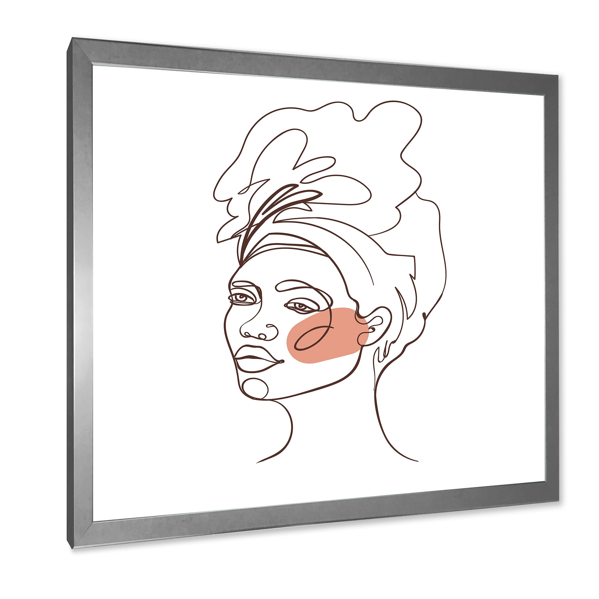 Designart 'One Line Portrait of Afro American Woman III' Modern Framed Art Print