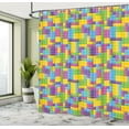 thumbnail image 5 of Ambesonne Cartoon Shower Curtain, Funny Blocks Cube Pattern, 69"Wx75"L, Purple Green and Blue, 5 of 5