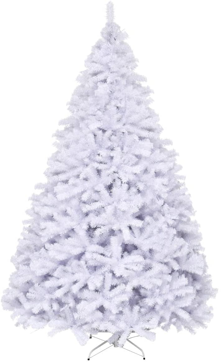 7Ft White Christmas Tree Artificial Unlit Premium Spruce Hinged Tree Holiday 
