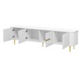 thumbnail image 4 of TV Stand for 85 Inch TV, Modern Entertainment Center with 4 Spacious Cabinets, Media Console Cabinet with 5 Metal Legs for Living Room, White, 4 of 9