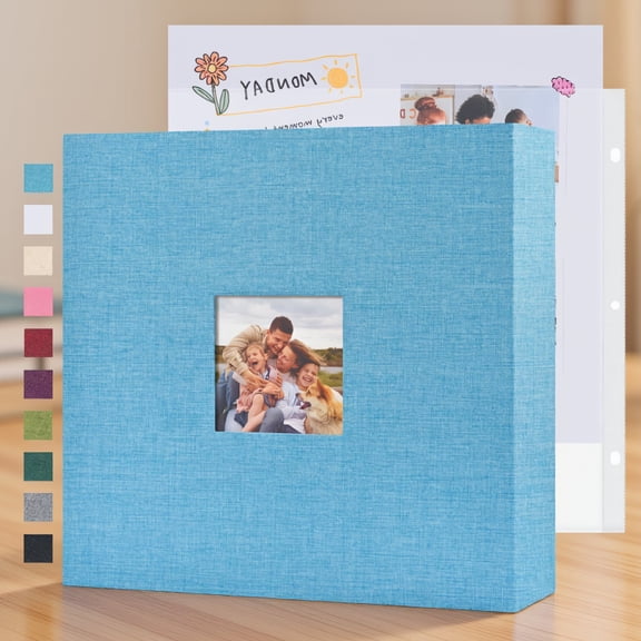 40 Sleeves 80 Pages 12x12 Inch Scrapbook Photo Album, Linen Cover 3- Binder for Wedding Family DIY Projects