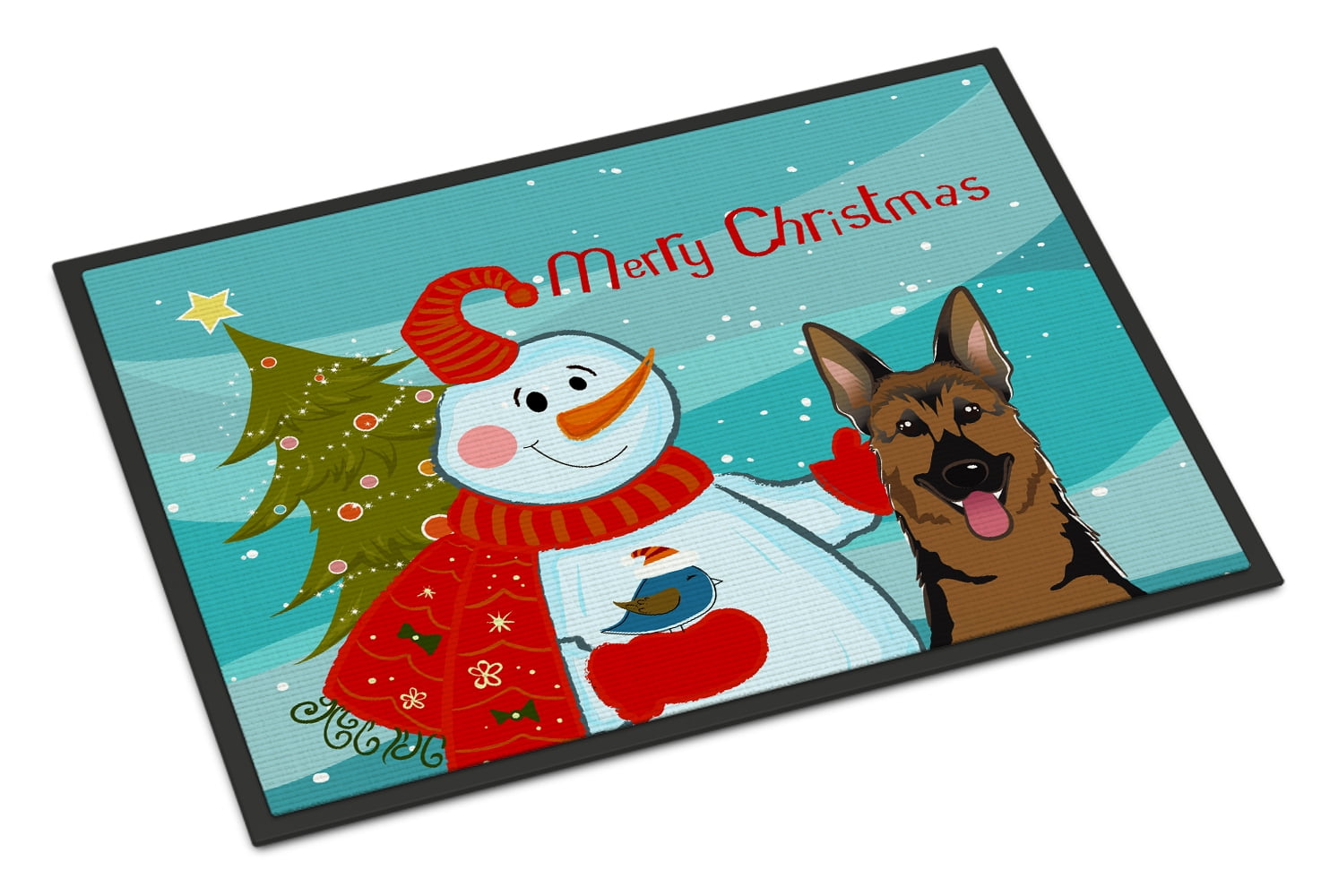 Snowman with German Shepherd Doormat by Caroline's Treasures