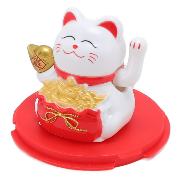 Lucky Fengshui Cat, Solar Powered Waving Arm Cat, Lucky Fortune Cat with Waving Arm, Chinese Feng Shui Deoration Lucky Cat for Shops, Restaurants, Living Room