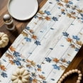 thumbnail image 2 of ERUNPONLY Thanksgiving Pumpkin Table Runner - 72 Inch Long Fall Maple Leaf Daisy Wooden Grain Cotton and Linen Blended Dress Scarves Farmhouse Table Runner for Kitchen Dining, Coffee Table, 13" x 72", 2 of 8