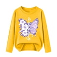 thumbnail image 2 of fnnxnal Girls Cotton Long Sleeve T-Shirt, Yellow Butterfly Floral Graphic Crew Neck Tee, Kids Girls Casual Top 2-13 Years,Size 5-6 T, 2 of 7