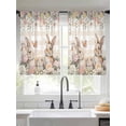 thumbnail image 2 of Watercolor Easter Sheer Curtains 45 Inch Length 2 Panels Set Window Treatments, Cute Rabbits Flowers Butterfly Orange Plaid Rod Pocket Semi Curtains for Living Room/Bedroom/Kitchen, 104"W x 45"L, 2 of 7