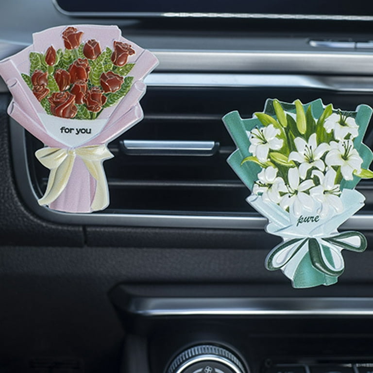 STACTOM Mini Dried Flowers Bouquet Car Perfume Air Freshener ,Mini Bouquet  Car Air Vent Clip Car Interior Decoration, Air