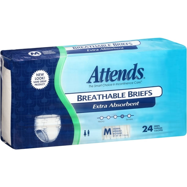 Attends Extra Absorbent Breathable Briefs, Regular, 24 count, (Pack of ...