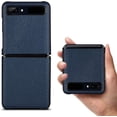 thumbnail image 3 of Fit for Galaxy Z Flip Case, Litche Partten Premium Genuine Leather Protective Cover Case for Samsung Galaxy Z Flip (2020),6.7",Dark Blue, 3 of 8