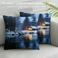 thumbnail image 3 of Fenyluxe Snowy Scene Fashion Style Dirt-Resistant Throw Pillow Covers for Couch Sofa Bed Living Room Bedroom Pillow Covers Winter Pillow Case 1PC 24x24in, 3 of 5