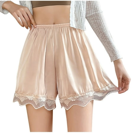 BUIgtTklOP no boundaries Ice Silk Slip Shorts for Women Under Dress Slip Pettipant ace Pettipants Half Slip Culotte Shorts Panties Satin Bloomers Shorts Frilly Slip Shorts for Under Dresses Underwear