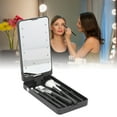 thumbnail image 1 of Miroir de Maquillage avec Lumières, Rotation à 360 Degrés, Rechargeable par USB, Miroir de Maquillage Portable avec Éclairage LED, Miroir de Voyage avec Rangement Intégré pour Maquillage, Modelage des Sourcils, 1 of 7