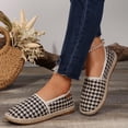 thumbnail image 2 of Oyedens Women's Checkered Slip on Loafers Walking Shoes Travel Beach Linen Espadrilles Flats Sneakers, 2 of 5