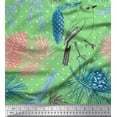 thumbnail image 1 of Soimoi Green Cotton Poplin Fabric Dot & American Robin Bird Print Fabric by The Yard 42 Inch Wide, 1 of 1