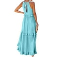 thumbnail image 6 of UoCefik Women's Summer Sleeveless Halter Neck Tiered Dress Flowy Ruffle Long Beach Maxi Dress Sundress Light Blue XXL, 6 of 8