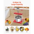 thumbnail image 4 of VEVOR 0.8 Gal/3L Fruit Wine Press, 2 Stainless Steel Barrels, Manual Juice Maker, Cider Apple Grape Tincture Honey Olive Oil Making Press with T-Handle for Outdoor Kitchen Home, 4 of 10