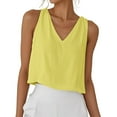 thumbnail image 2 of Hfnxid Cotton Linen Tank Tops fot Women V Neck Sleeveless Shirt Trendy Casual Basic Blouses Summer Vocation Loose Fit Tanks, 2 of 10
