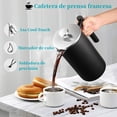 thumbnail image 3 of Cafetera Prensa Francesa de Acero Inoxidable Doble Pared, 1000ml y Tetera Émbolo con Filtros, 1 Cucharas Cepillo Esponja para Hacer Café Té Mejor（negro） negro, 3 of 7