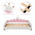 thumbnail image 6 of Bellemave Extendable Twin Size Upholstered Daybed with LED Light Princess Sofa Bed Frame with Crown-shaped Headboard and Armrest PU Leather Upholstered Daybed for Living Room, Bedroom, White, 6 of 11