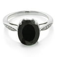 thumbnail image 2 of Gem Stone King 14K White Gold Black Onyx and White Diamond Engagement Ring for Women (2.54 Cttw, Oval 10X8MM, Gemstone Birthstone, Available in Size 5, 6, 7, 8, 9), 2 of 3