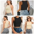 thumbnail image 5 of Women Sleeveless Tank Top, Moclever High Neck Crop Racer Back Workout Top Machine Washable, 5 of 11