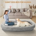 thumbnail image 3 of Human Dog Bed with Blanket,large dog bed 72'' x 48'' x 10'', Washable Fur Cover, Memory Foam, Grey, 3 of 7