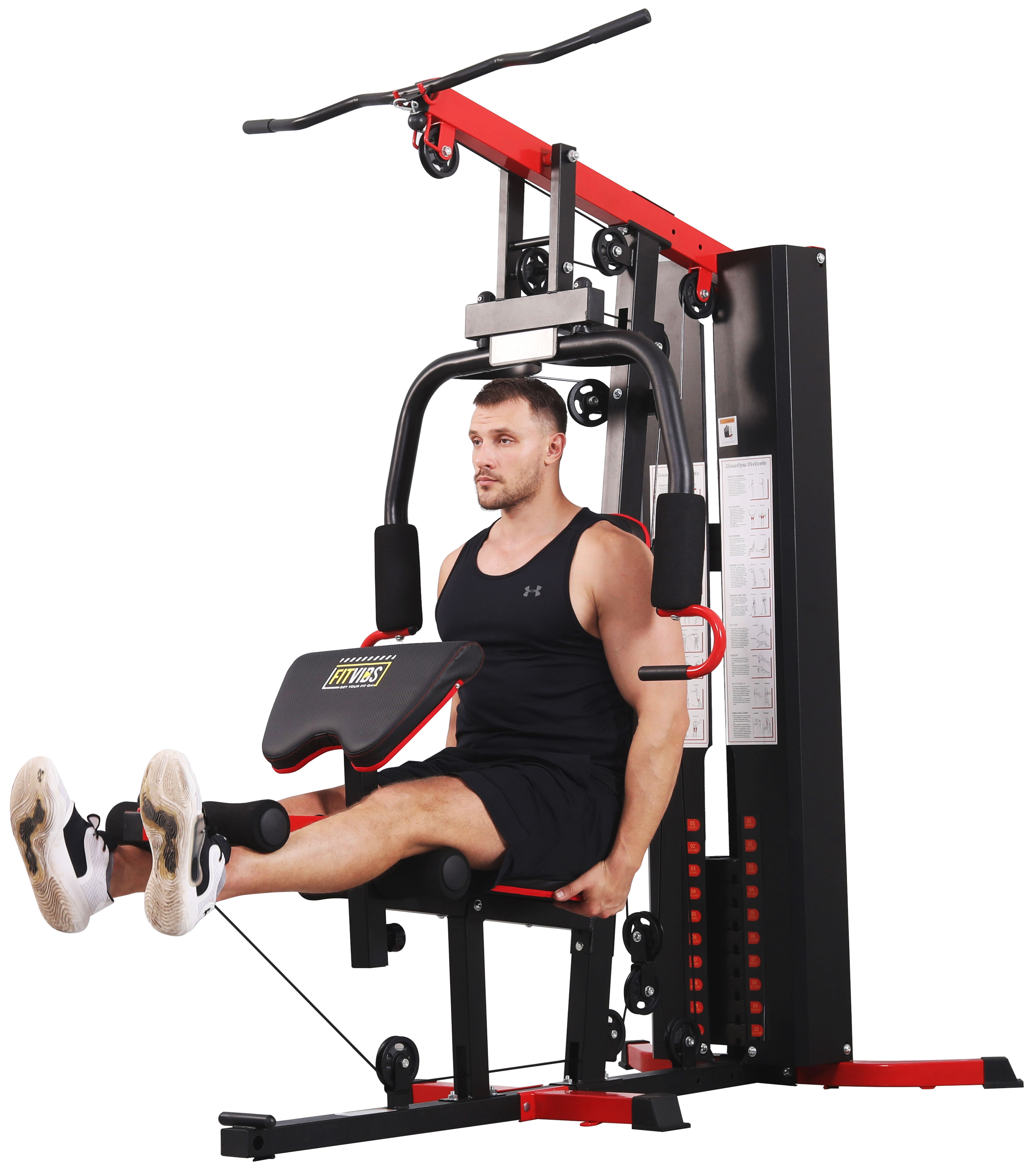 Fitvids LX750 Home Gym System Workout Station with 330 Lbs of Resistance, 122.5 Lbs Weight Stack, One Station, Comes with Installation Instruction Video, Ships in 5 Boxes - image 5 of 13