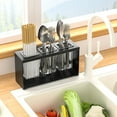 thumbnail image 5 of PPgejGEK Stainless Steel Cutlery Drying Rack Drainer Stand, 23.5x12x7cm/9.25x4.72x2.75in Countertop Tableware Utensil Holder Organizer with Drain Holes for Kitchen Sink, 5 of 9