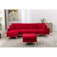 thumbnail image 2 of Large Sectional Sofa Couch & Ottoman Set, U Shape Sectional Sofa with 2 Pillows Living Room Modular Sofa Accent Sofa Chaise Lounge and Golden Legs (Red), 2 of 7