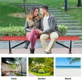 thumbnail image 6 of Bstjewey 8ft Powder-Coated Steel Park Bench, Outdoor Heavy Duty Metal Backless Bench with Portable Frame, Commercial Bench for Mall, Store, Patio, Red, 6 of 6