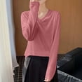 thumbnail image 4 of ClodeEU Women's Lightweight V Neck Long Sleeve Knit Top ,Casual Comfort Pullover Blouse ,Women's Plus M, 4 of 6