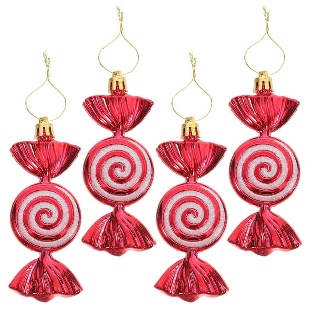 GOOHOCHY 4 adornos navideños de dulces con cuerdas colgantes para fiestas de Navidad.